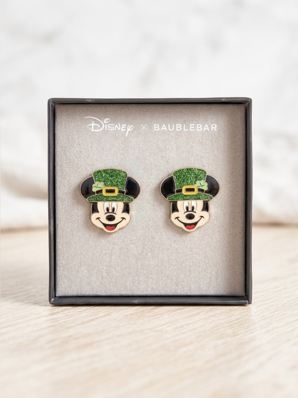 BaubleBar Disney Mickey Mouse St. Patrick's Day Leprechaun Hat Earrings NIB